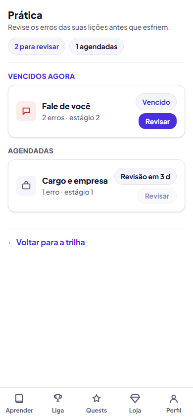 Tela de revisão do Stackfluent